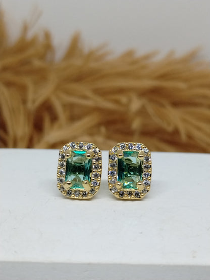 Halo American Diamond Stud Earrings