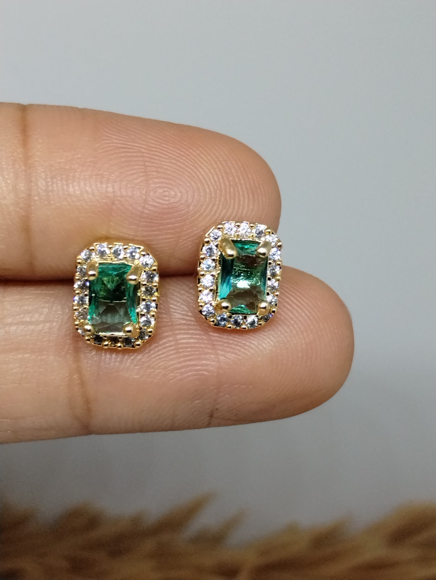 Halo American Diamond Stud Earrings