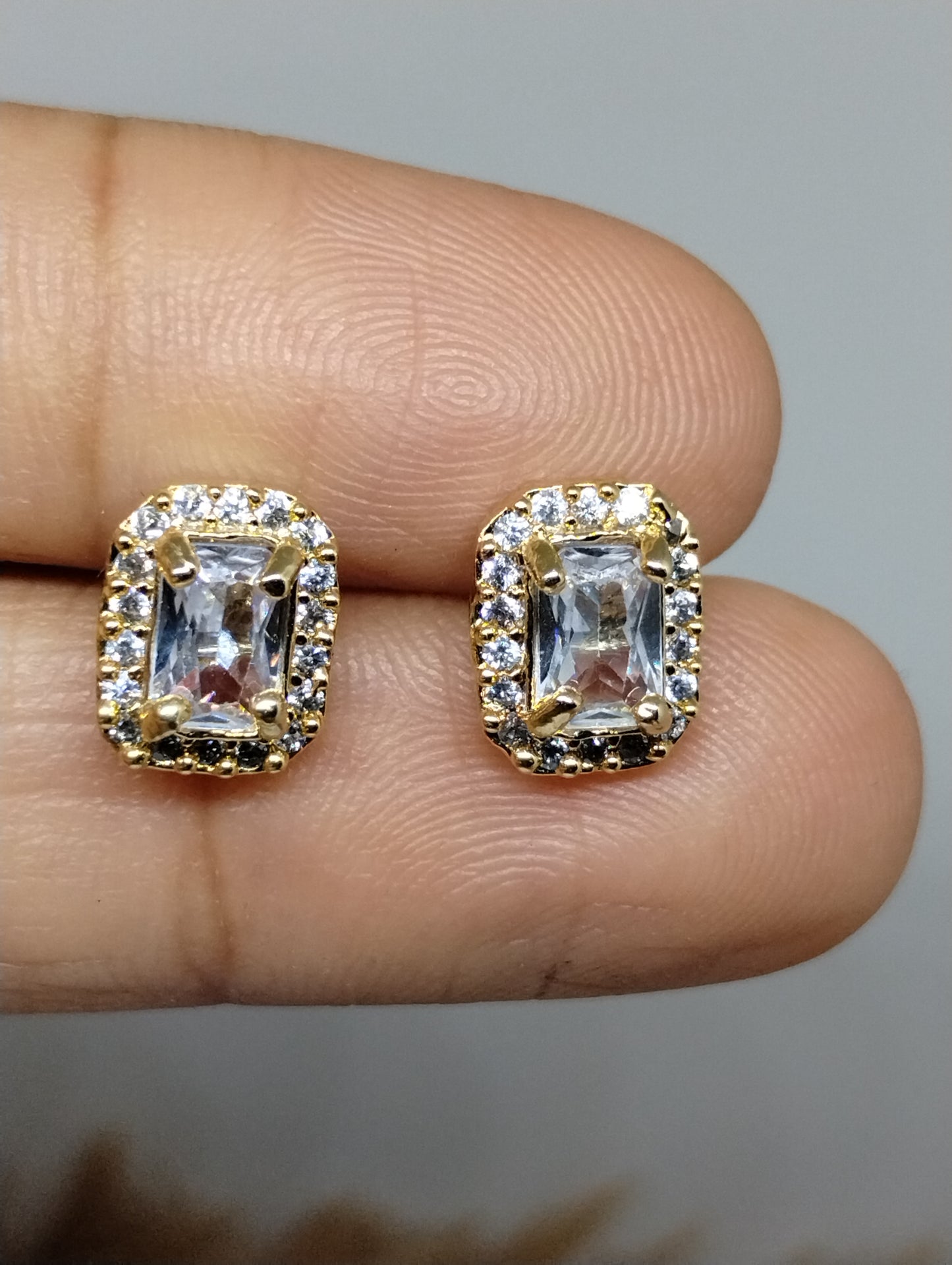 Halo American Diamond Stud Earrings