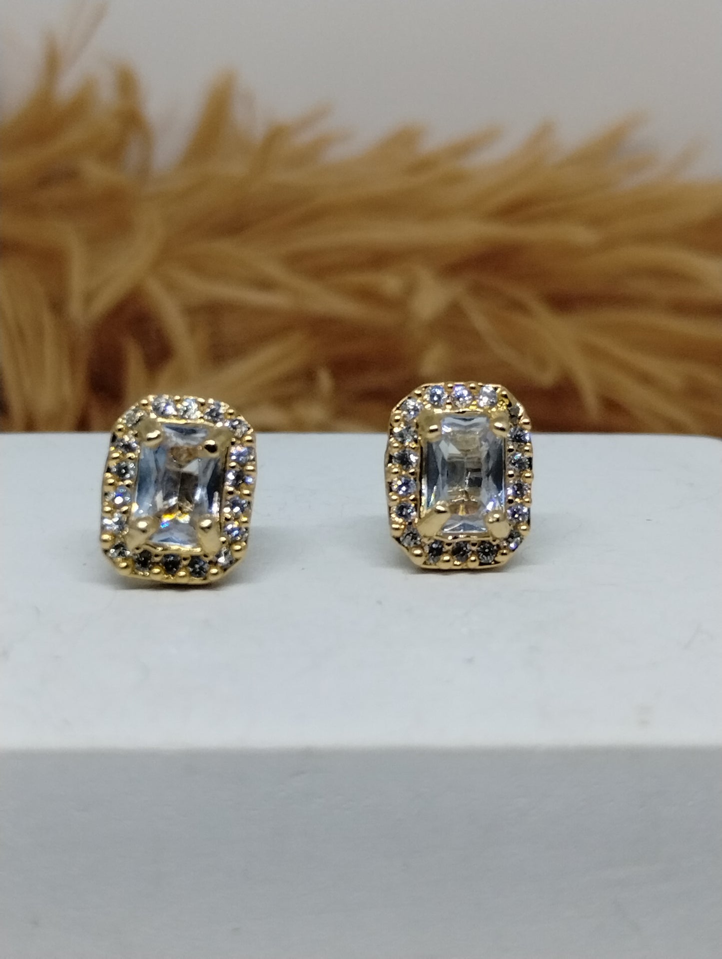 Halo American Diamond Stud Earrings