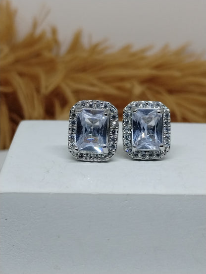 Halo American Diamond Stud Earrings