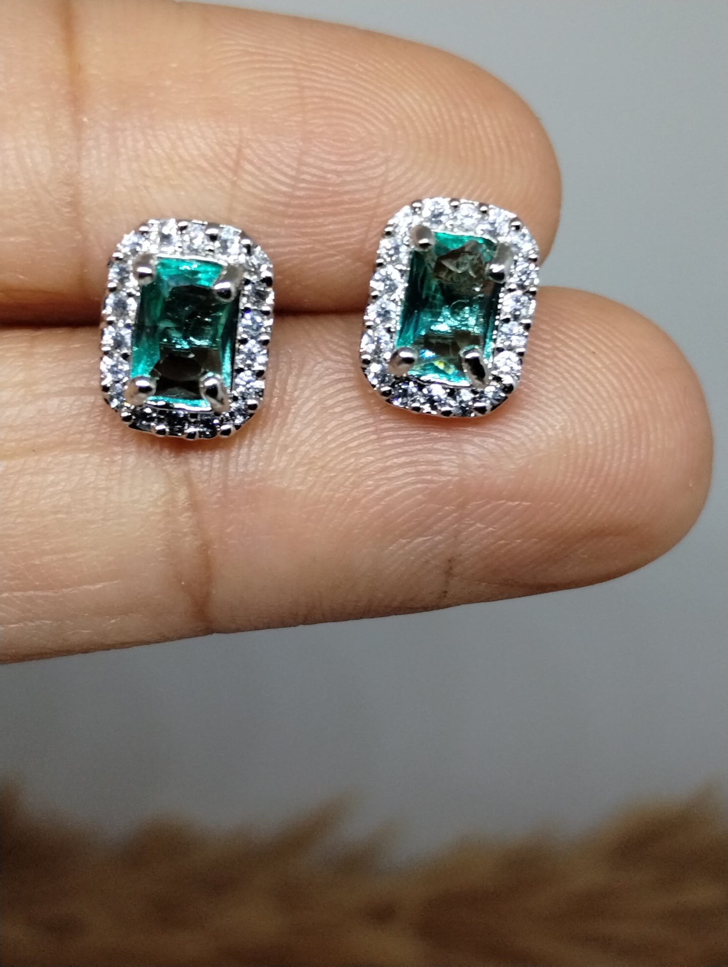 Halo American Diamond Stud Earrings