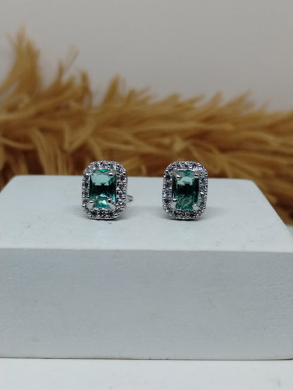 Halo American Diamond Stud Earrings