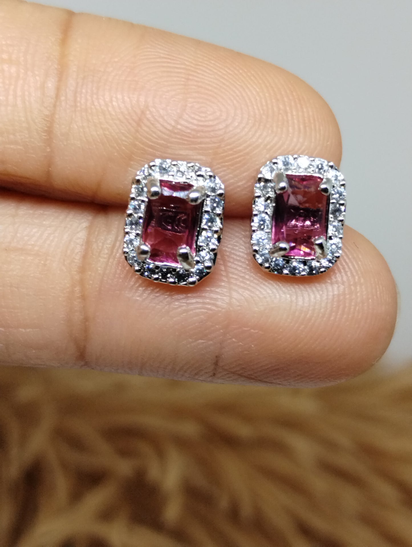 Halo American Diamond Stud Earrings