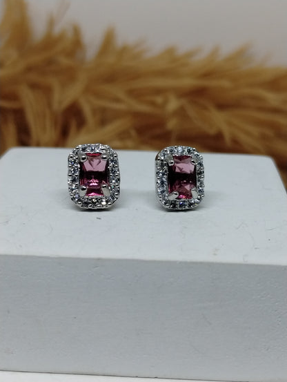 Halo American Diamond Stud Earrings