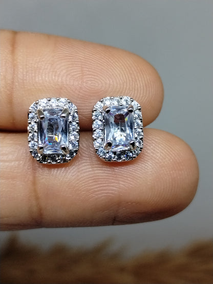 Halo American Diamond Stud Earrings
