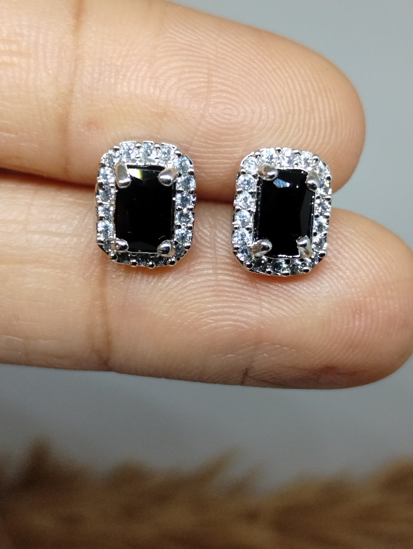 Halo American Diamond Stud Earrings