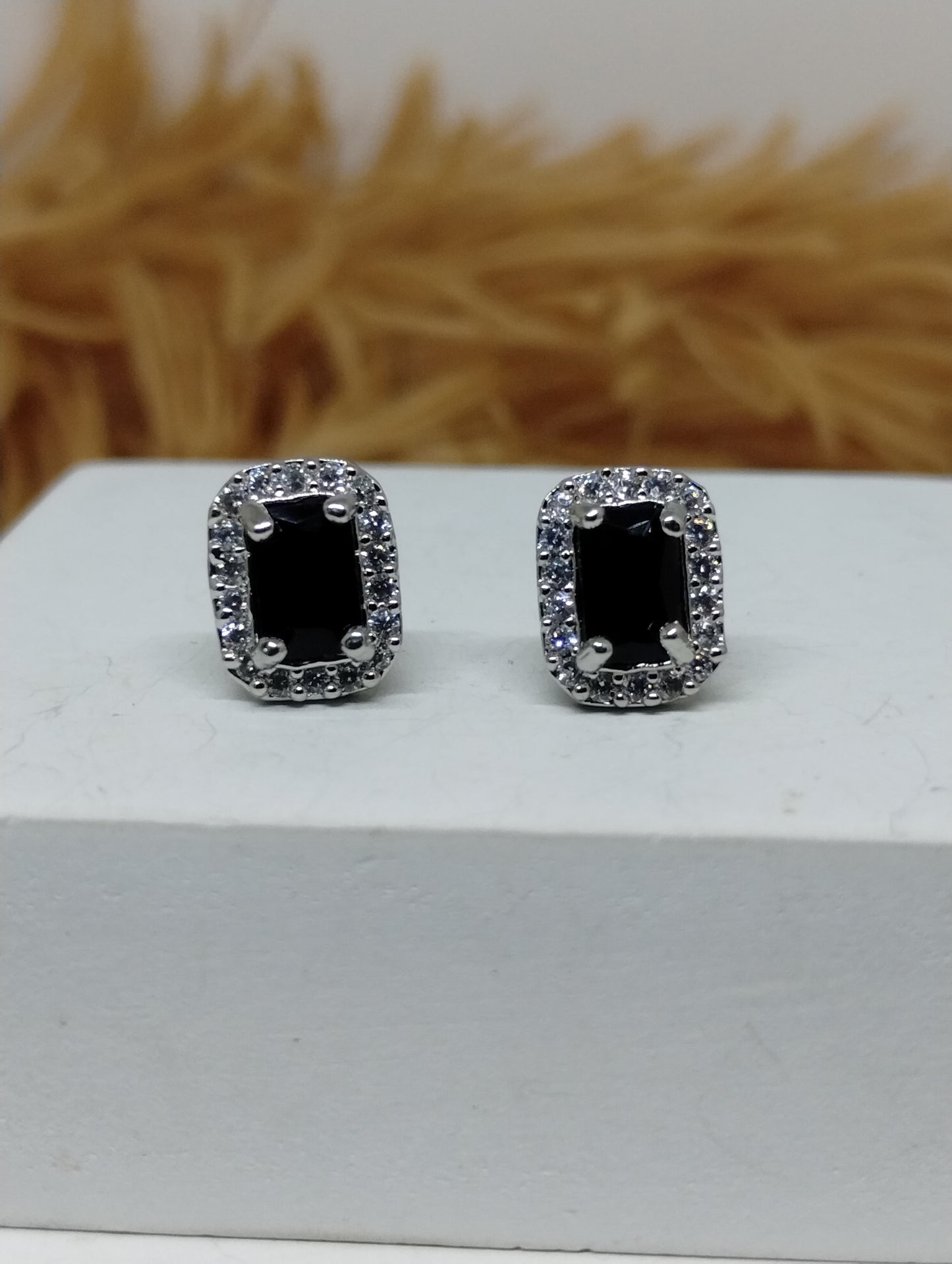 Halo American Diamond Stud Earrings