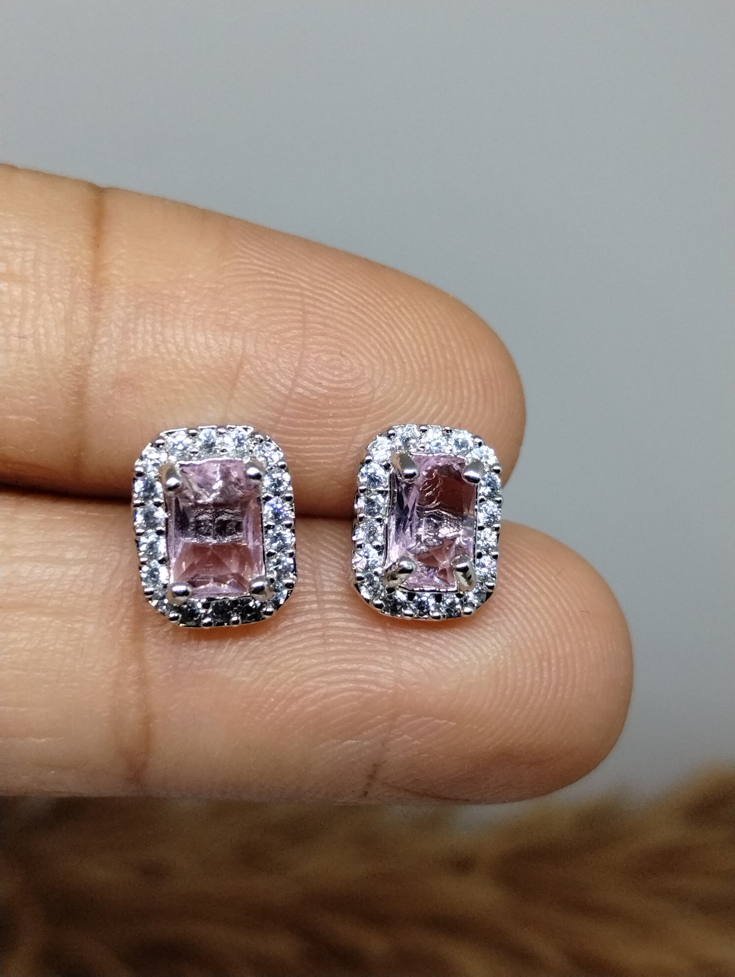 Halo American Diamond Stud Earrings