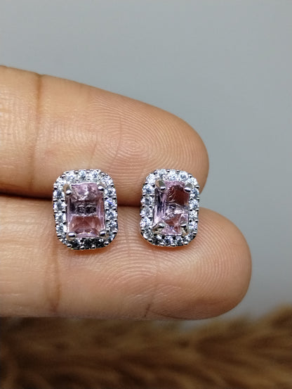 Halo American Diamond Stud Earrings