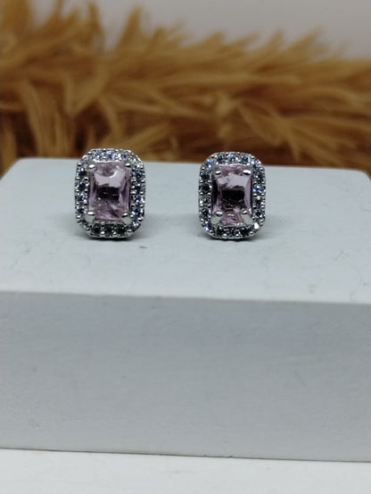 Halo American Diamond Stud Earrings