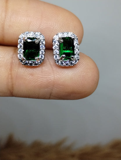 Halo American Diamond Stud Earrings