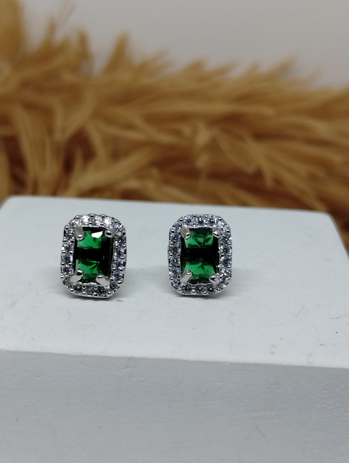 Halo American Diamond Stud Earrings