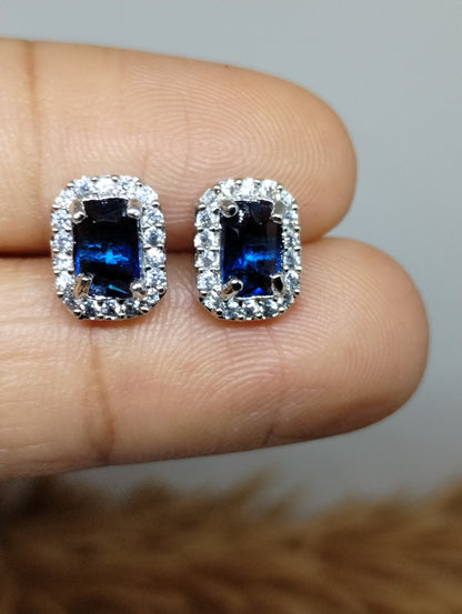 Halo American Diamond Stud Earrings