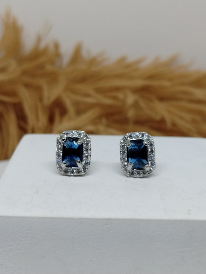 Halo American Diamond Stud Earrings