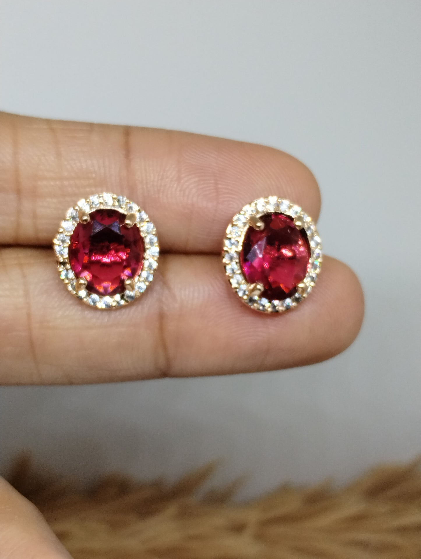Halo American Diamond Stud Earrings