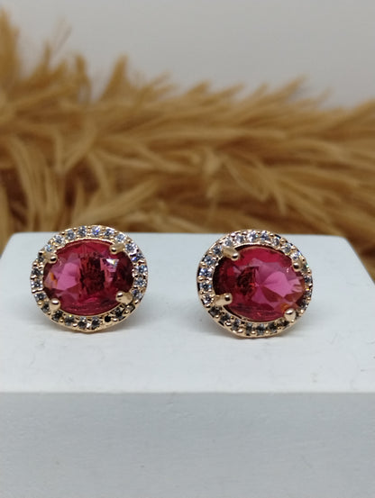 Halo American Diamond Stud Earrings