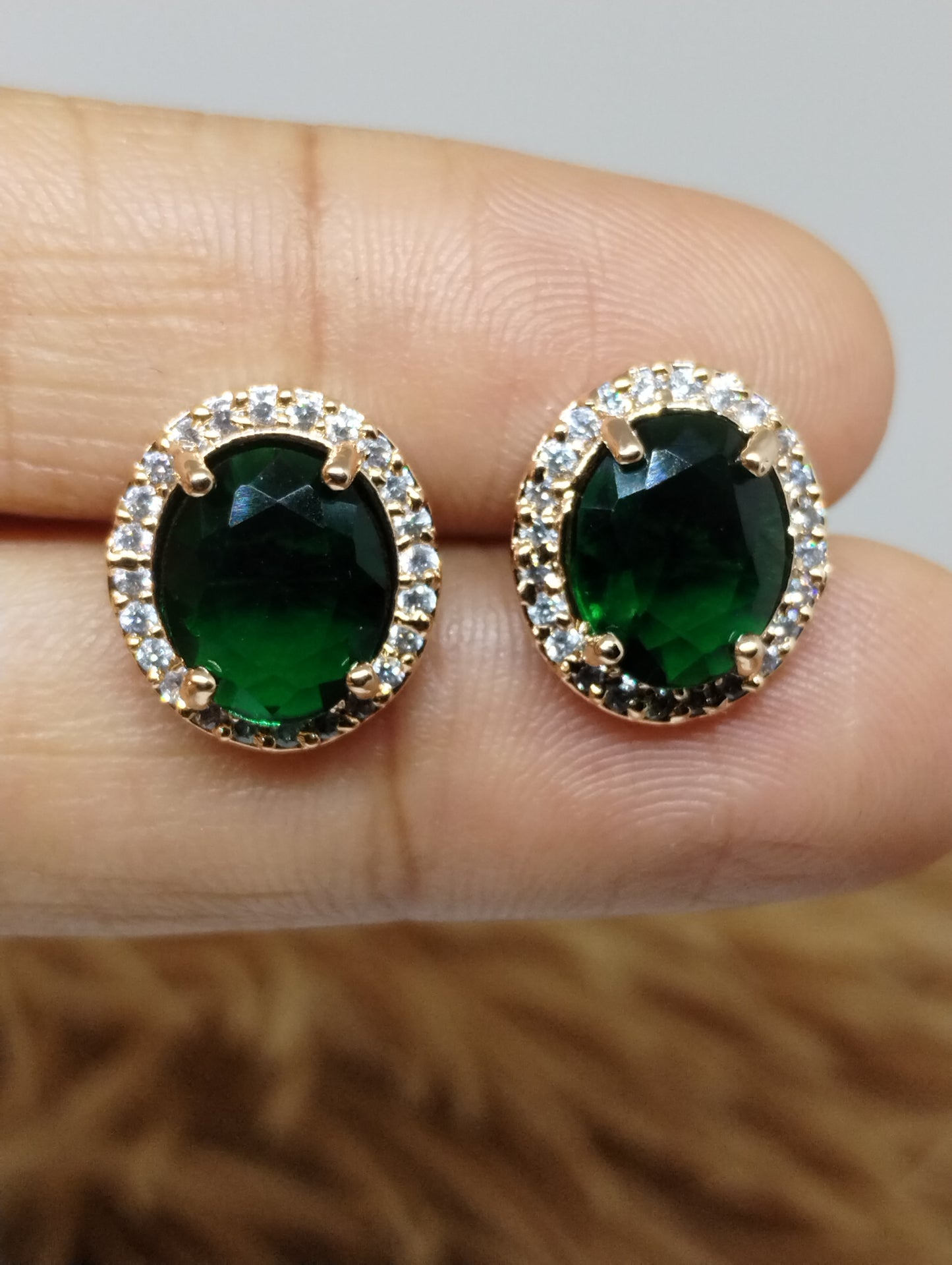 Halo American Diamond Stud Earrings