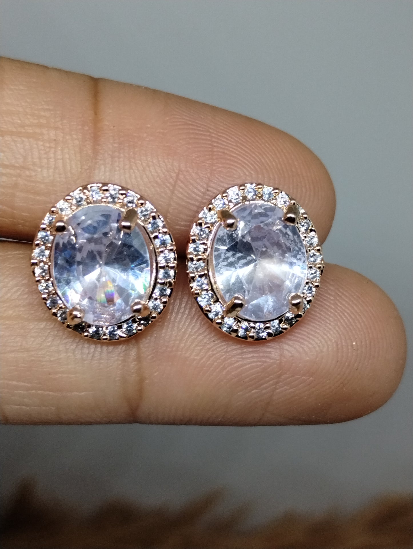Halo American Diamond Stud Earrings