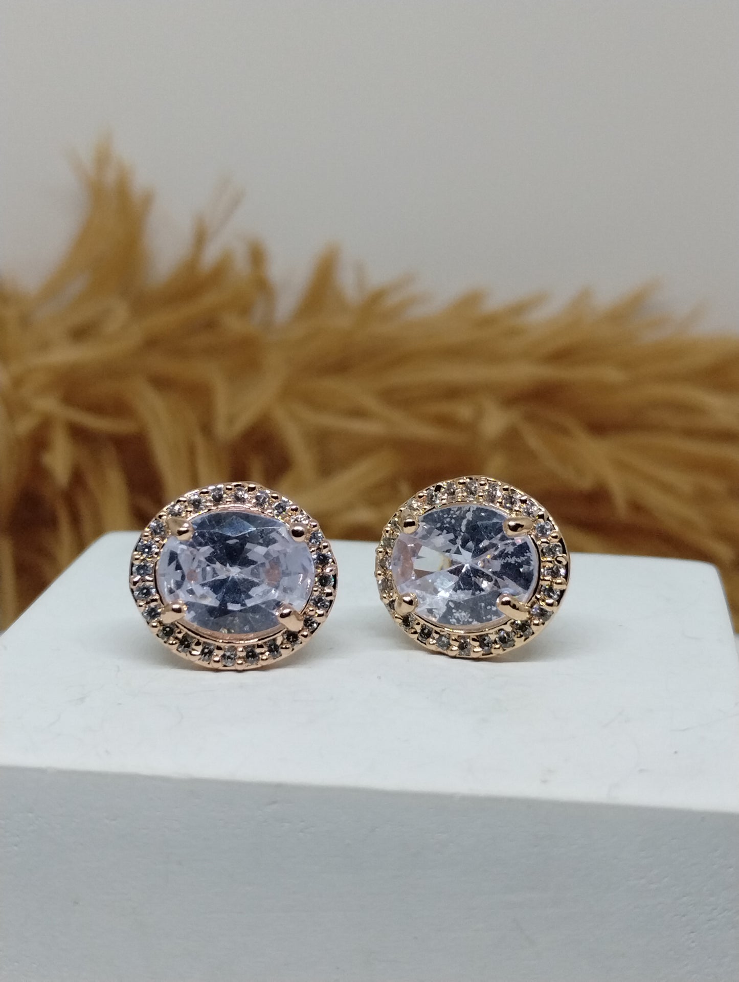 Halo American Diamond Stud Earrings