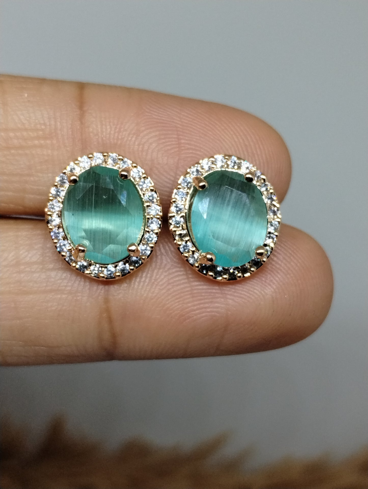 Halo American Diamond Stud Earrings
