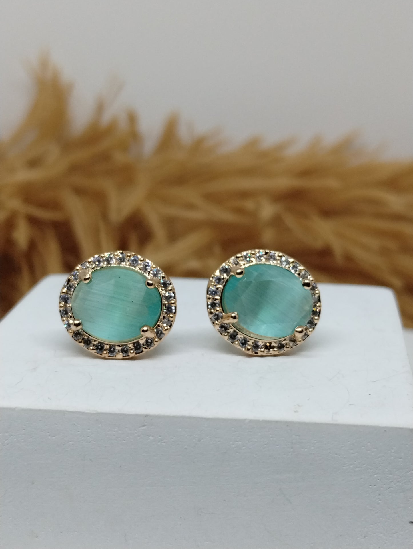 Halo American Diamond Stud Earrings