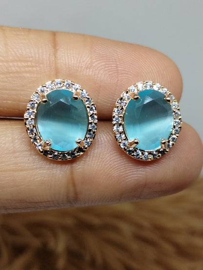 Halo American Diamond Stud Earrings