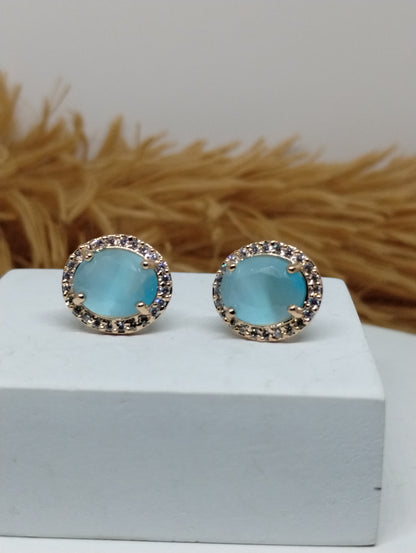 Halo American Diamond Stud Earrings