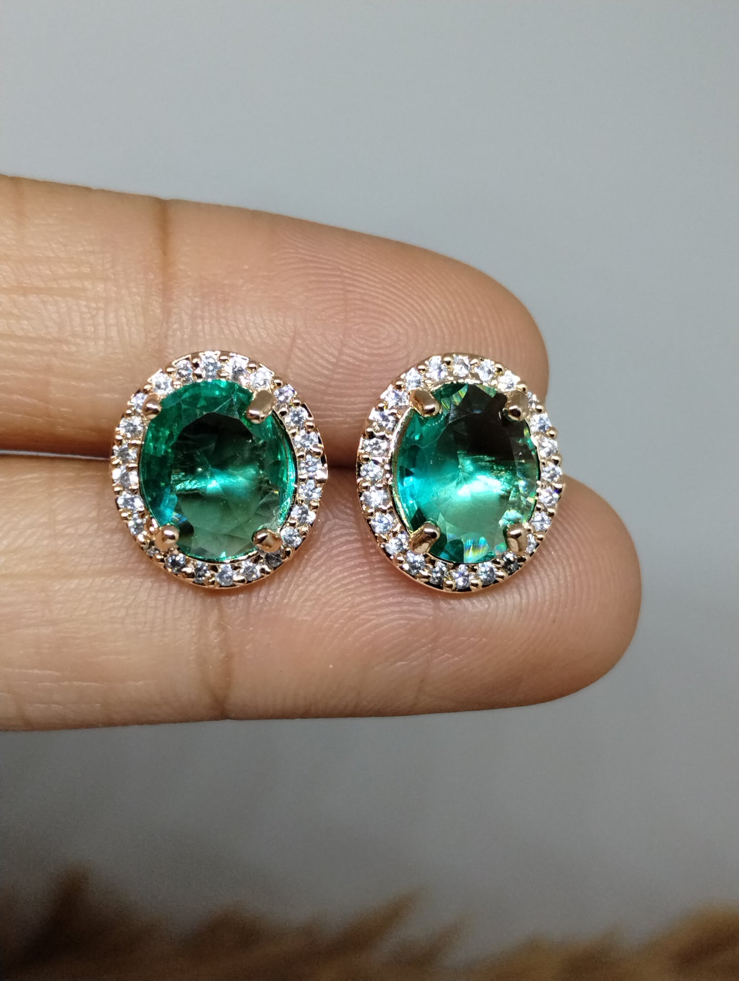Halo American Diamond Stud Earrings