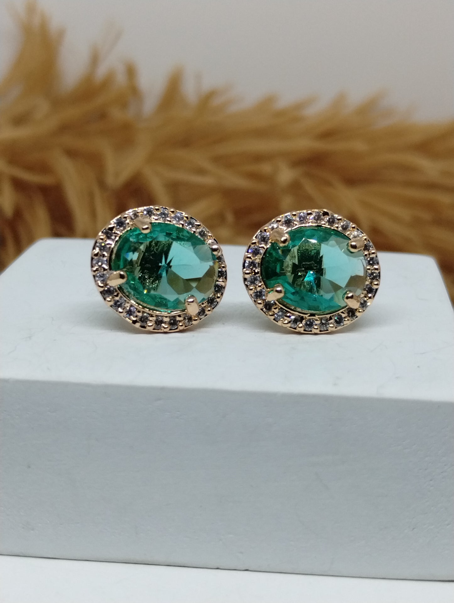 Halo American Diamond Stud Earrings