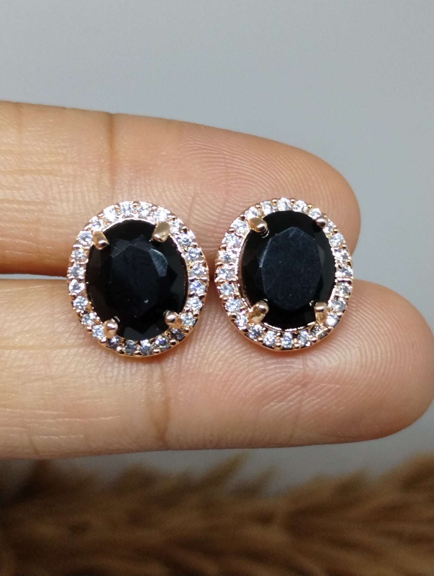 Halo American Diamond Stud Earrings