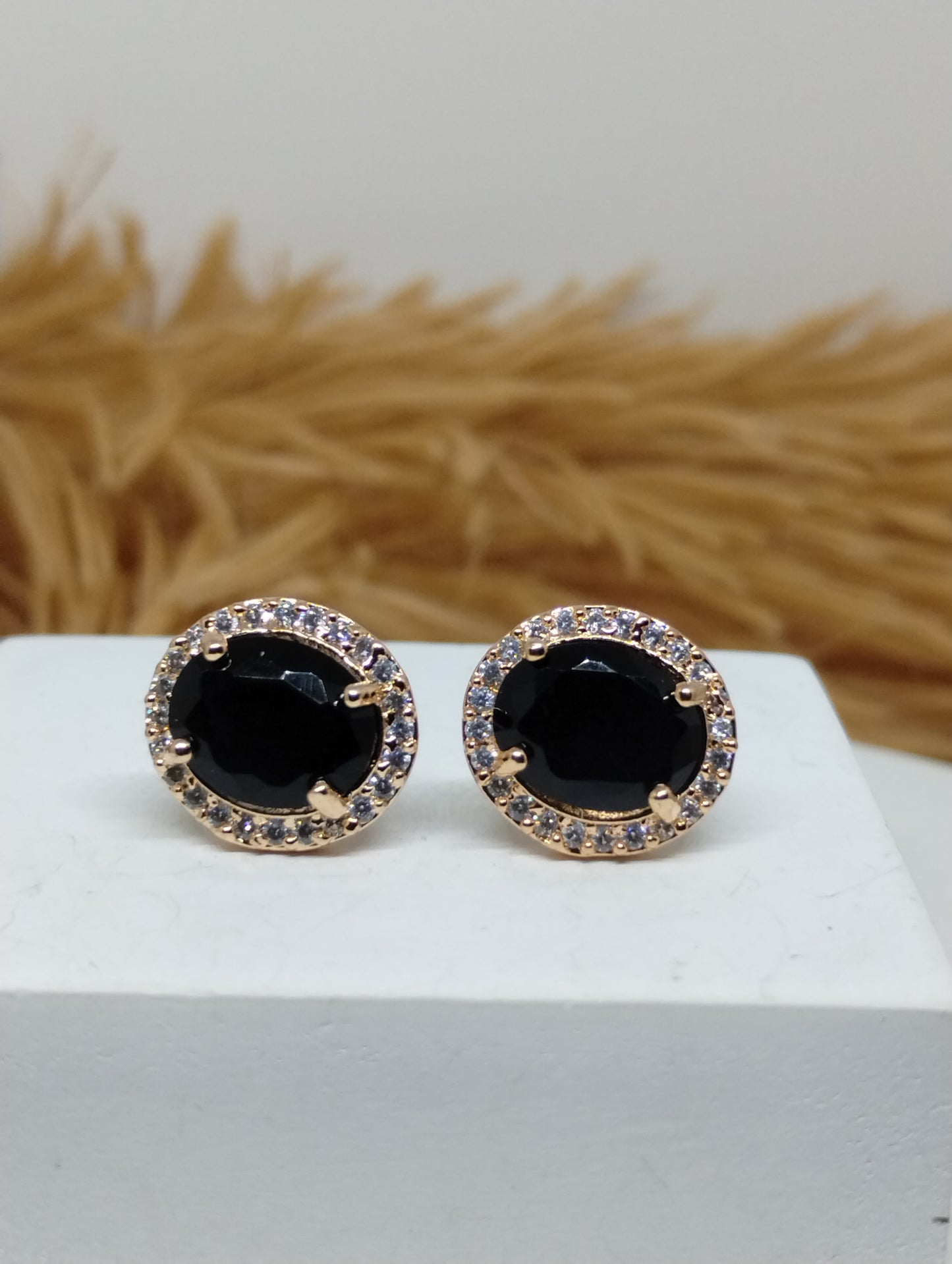 Halo American Diamond Stud Earrings