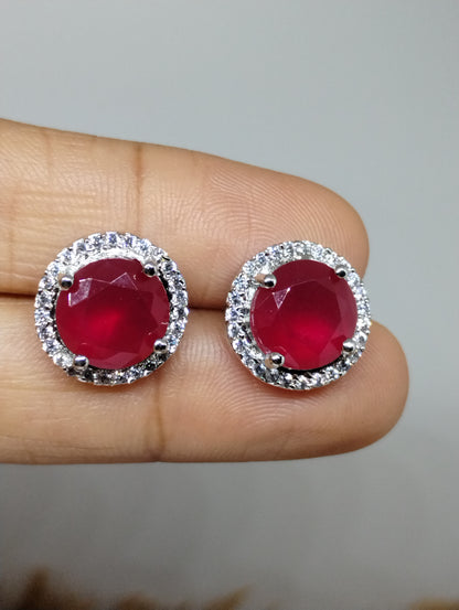 Halo American Diamond Stud Earrings