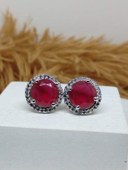 Halo American Diamond Stud Earrings