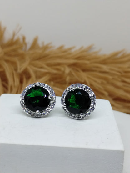 Halo American Diamond Stud Earrings