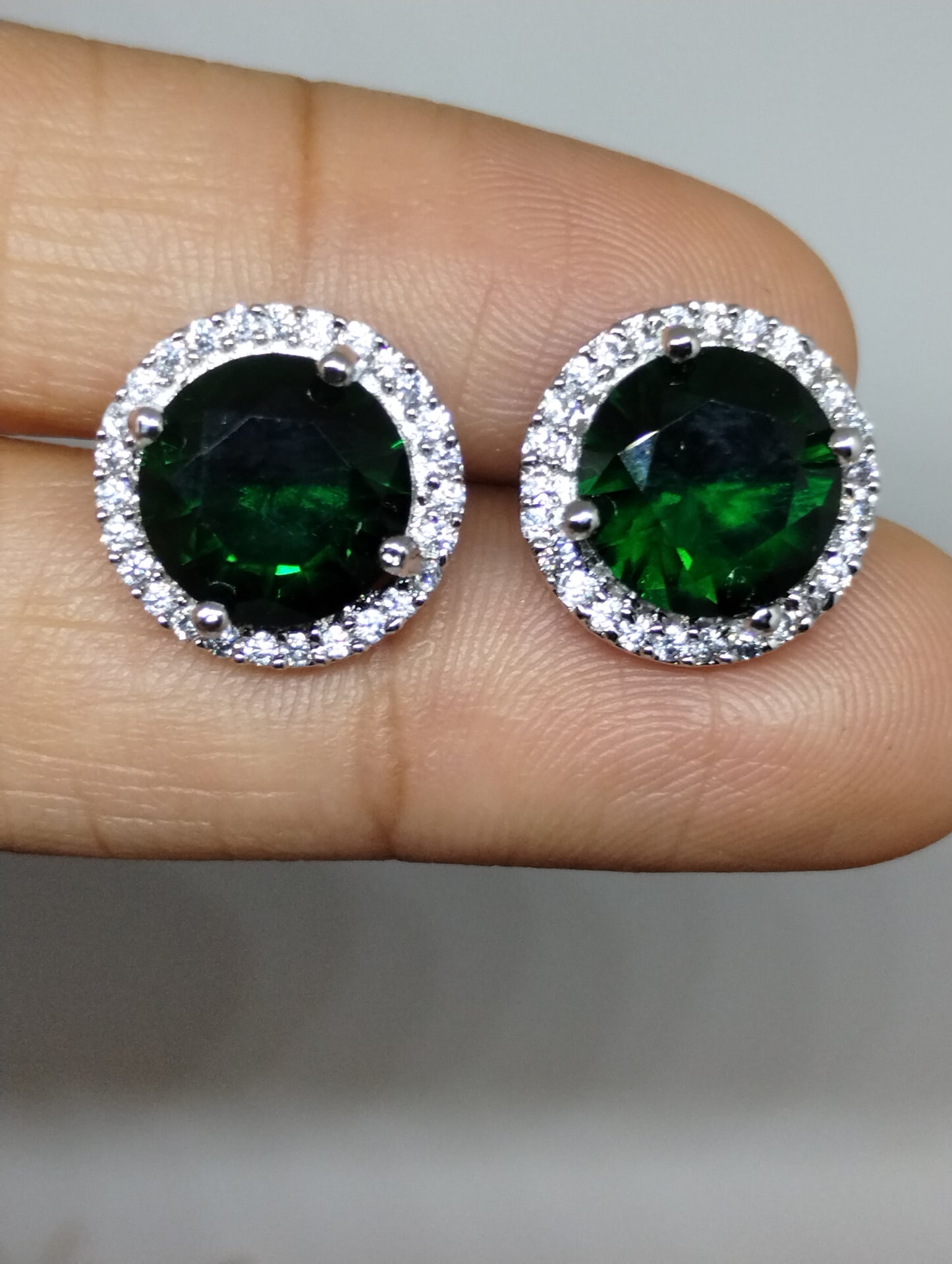 Halo American Diamond Stud Earrings