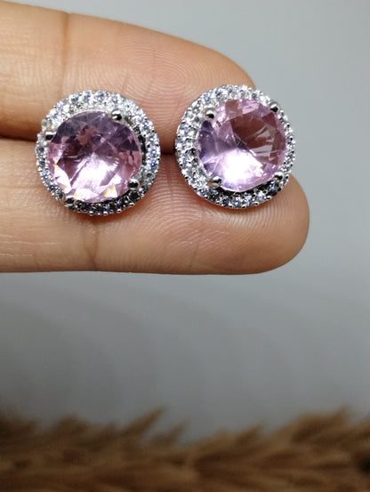 Halo American Diamond Stud Earrings