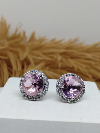Halo American Diamond Stud Earrings