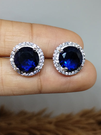 Halo American Diamond Stud Earrings