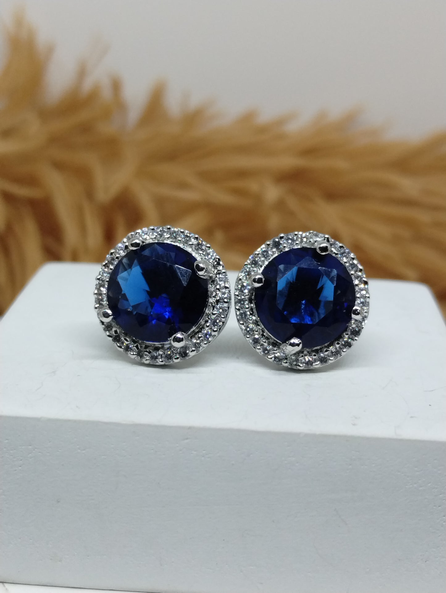 Halo American Diamond Stud Earrings