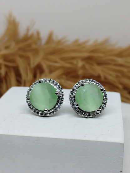 Halo American Diamond Stud Earrings