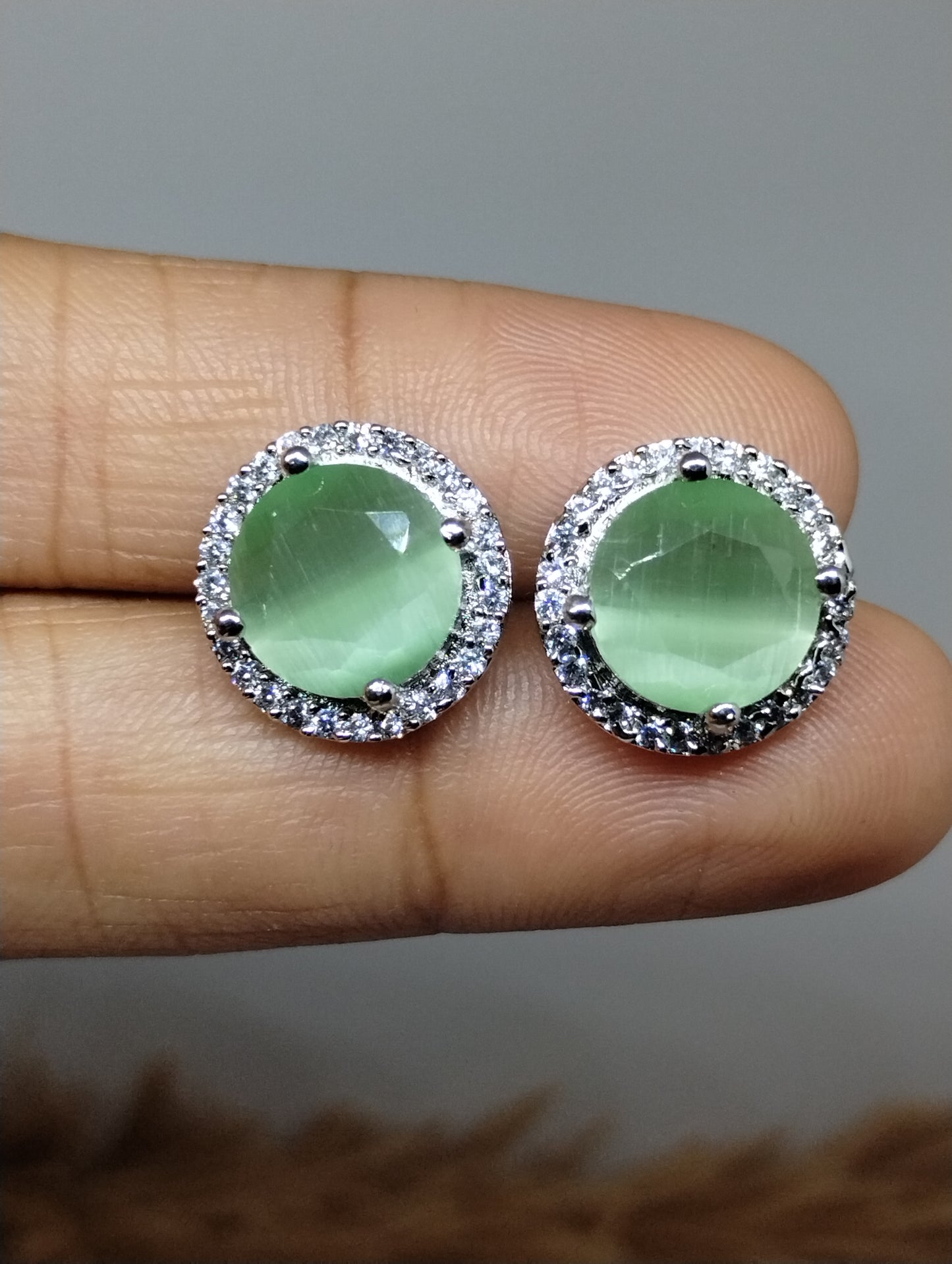 Halo American Diamond Stud Earrings