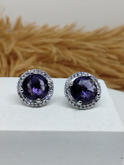 Halo American Diamond Stud Earrings