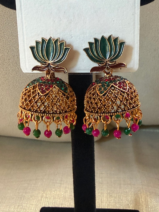 Lotus Jhumka Heritage Earrings – Multi Color Variants