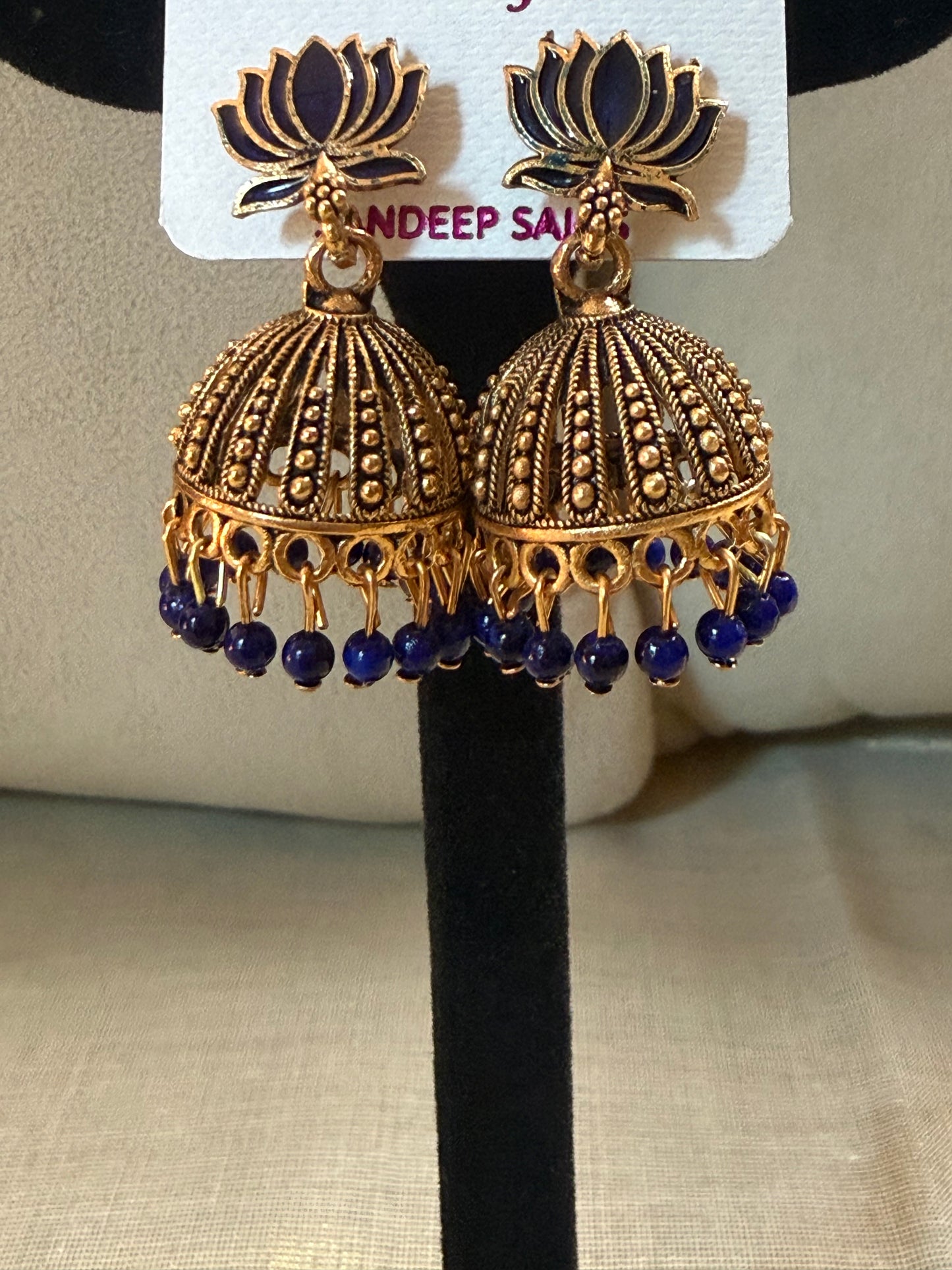 Lotus Aura Antique Jhumka Earrings