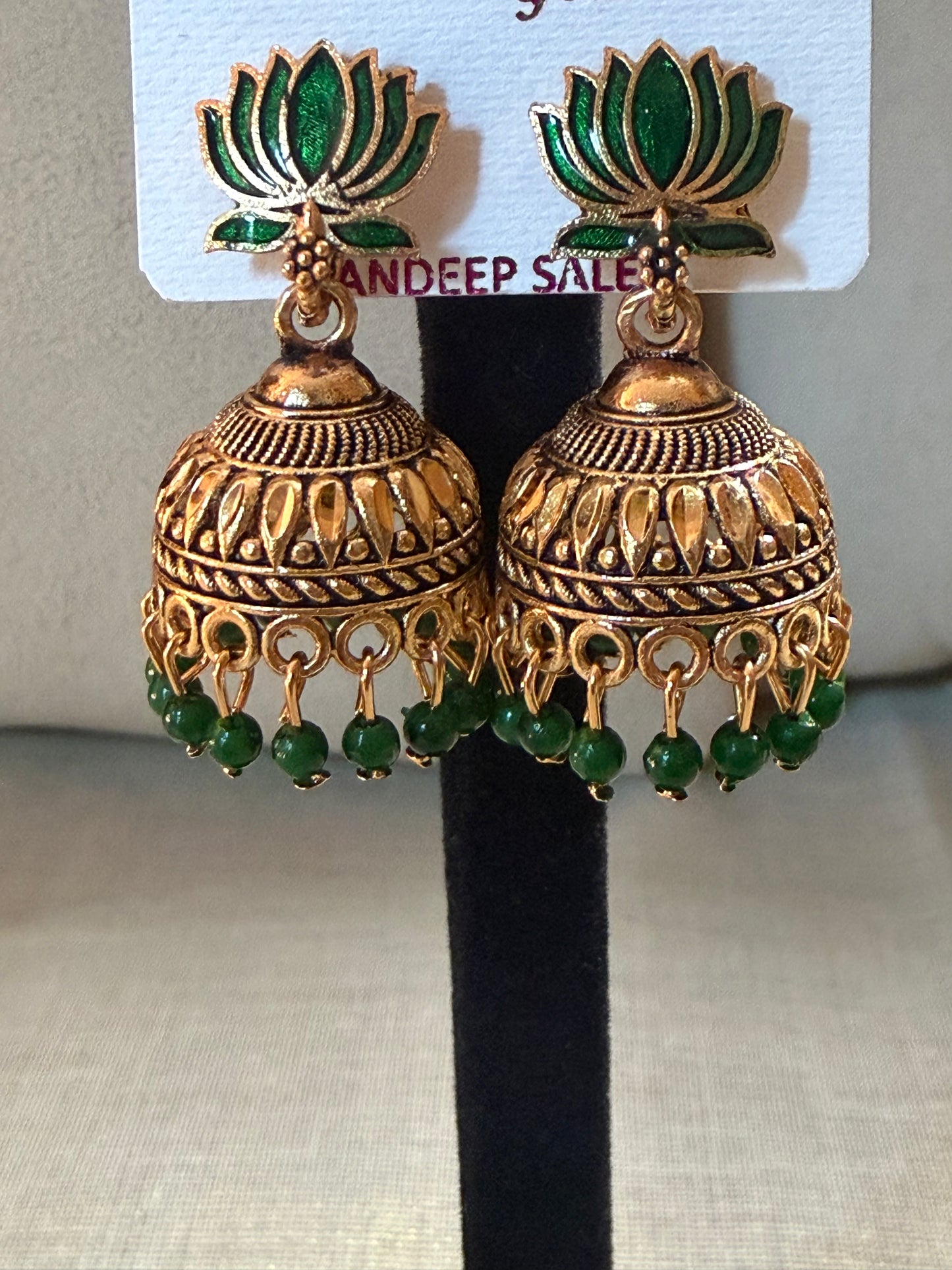 Lotus Aura Antique Jhumka Earrings
