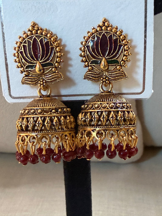 Padma Heritage Lotus Jhumka Earrings