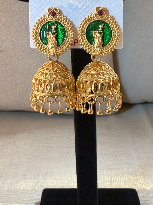 Divine Aura Temple Jhumka Earrings