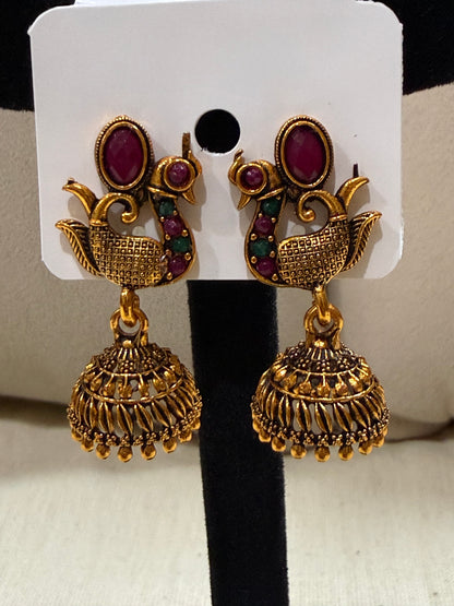 Mayura Grace Temple Jhumka Earrings