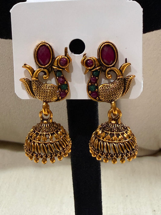 Mayura Grace Temple Jhumka Earrings